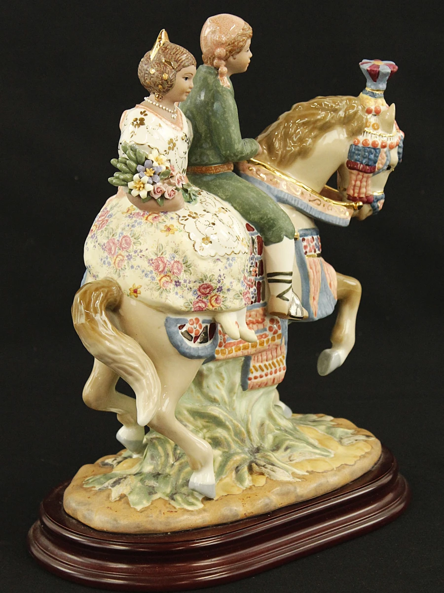 Armán (Segorbe) - 'Grupa Valenciana' porseleinen beeld Valenciaans koppel te paard - 37 cm - foto 5