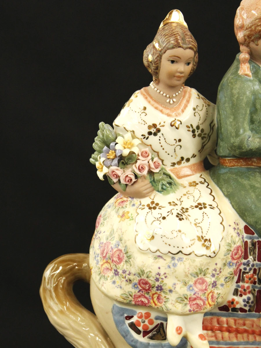 Armán (Segorbe) - 'Grupa Valenciana' porseleinen beeld Valenciaans koppel te paard - 37 cm - foto 6