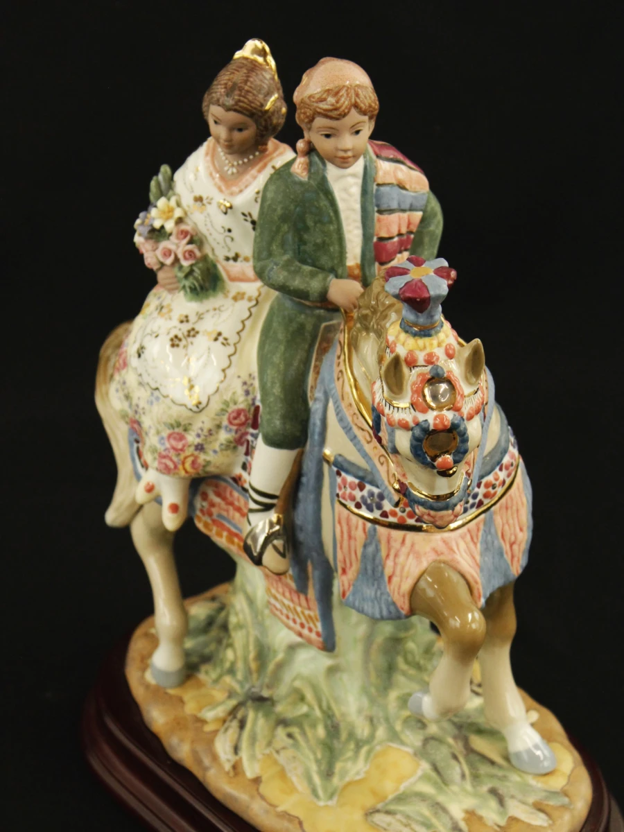 Armán (Segorbe) - 'Grupa Valenciana' porseleinen beeld Valenciaans koppel te paard - 37 cm - foto 9
