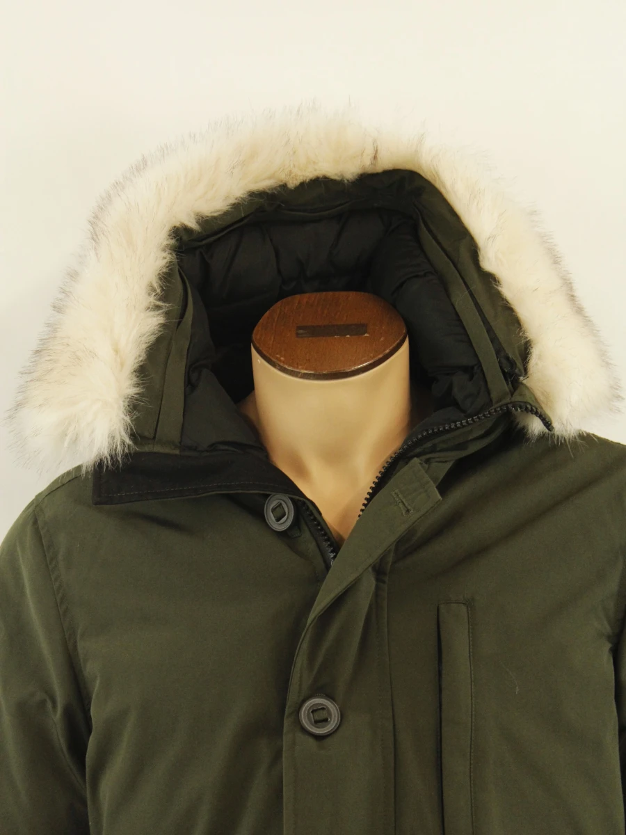 Canada Goose warme kakigroene heren winterjas met bontkraag - maat: S - foto 3