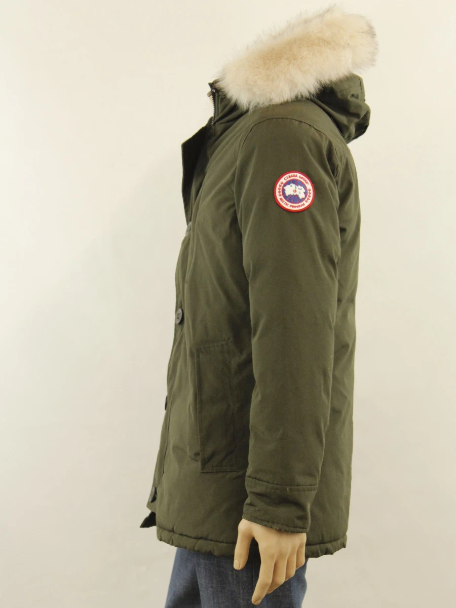 Canada Goose warme kakigroene heren winterjas met bontkraag - maat: S - foto 6