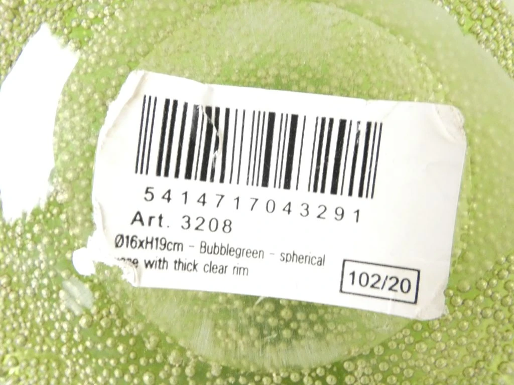 Groene glazen bolvaas met bubbels en brede rand - foto 4