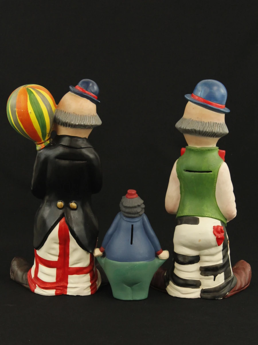 Set van 3 vintage clown spaarpotten in keramiek - foto 3