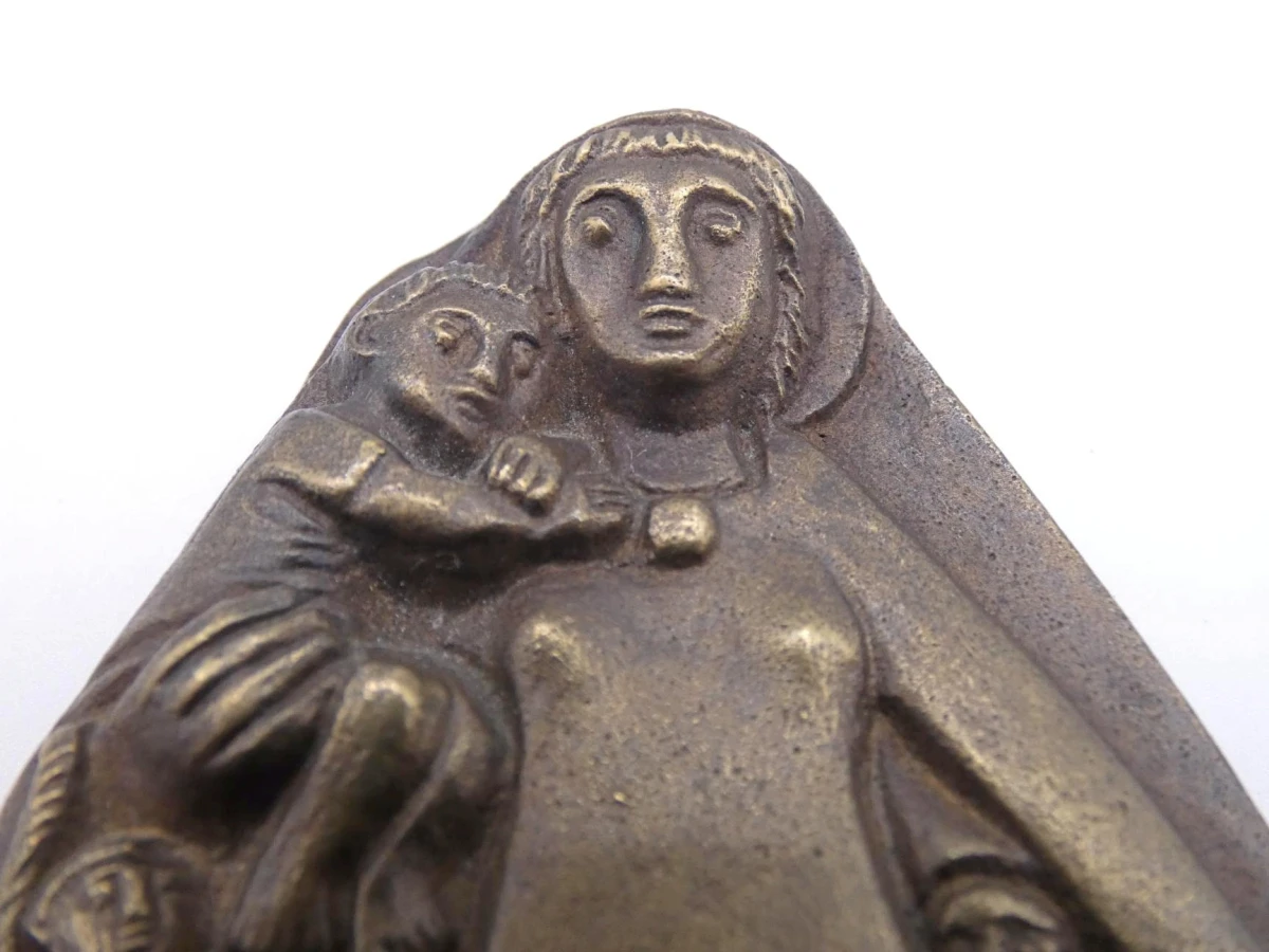 Bronskleurige religieuze plaquette met Maria van Barmhartigheid - foto 4