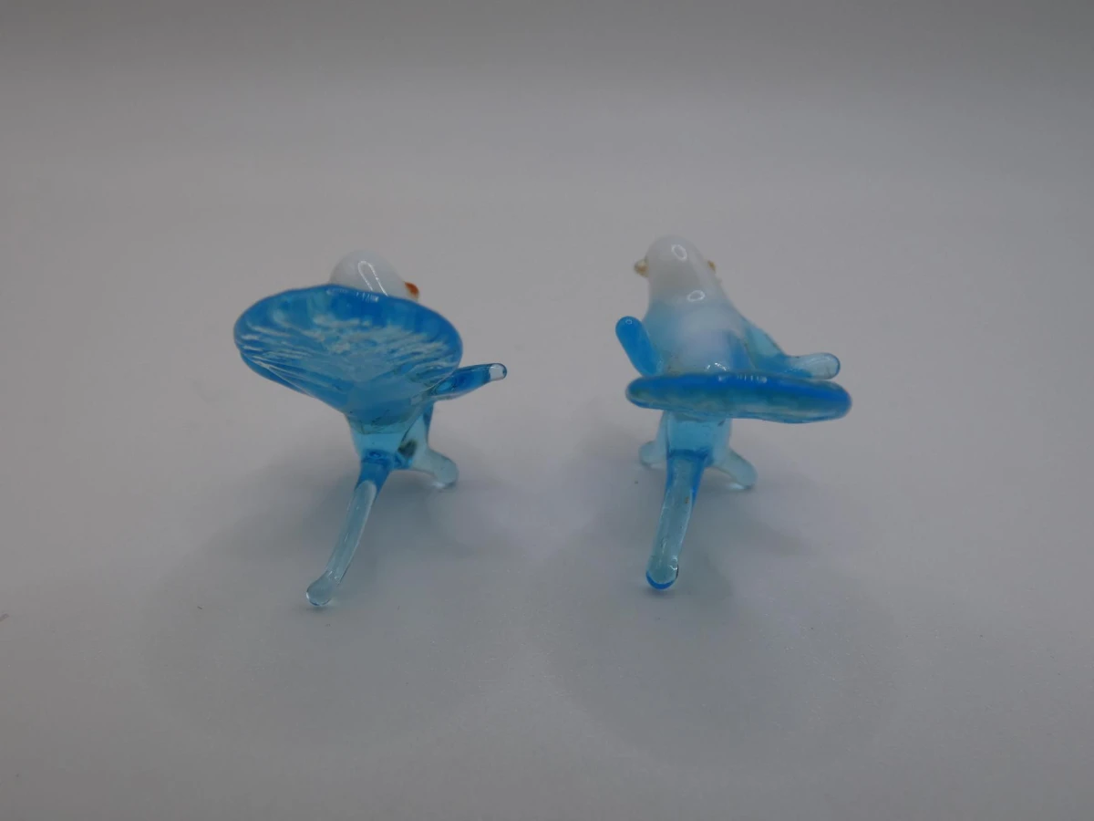Set van twee vintage glazen miniatuurvogeltjes - foto 3