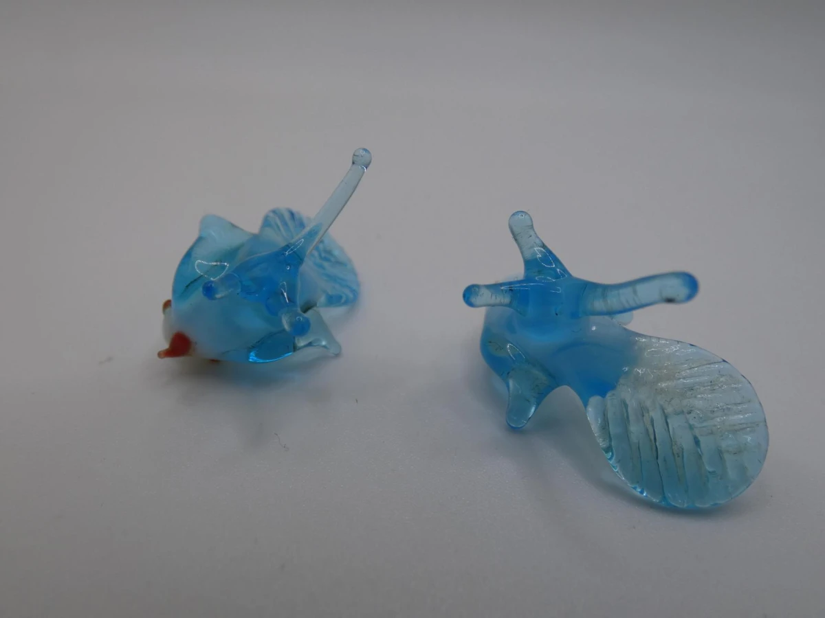 Set van twee vintage glazen miniatuurvogeltjes - foto 5
