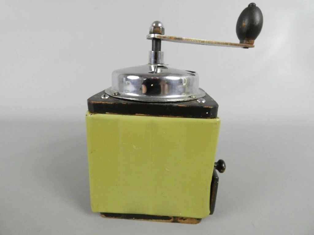 Vintage Handmatige Koffiemolen met Speelkaartafbeelding - foto 4