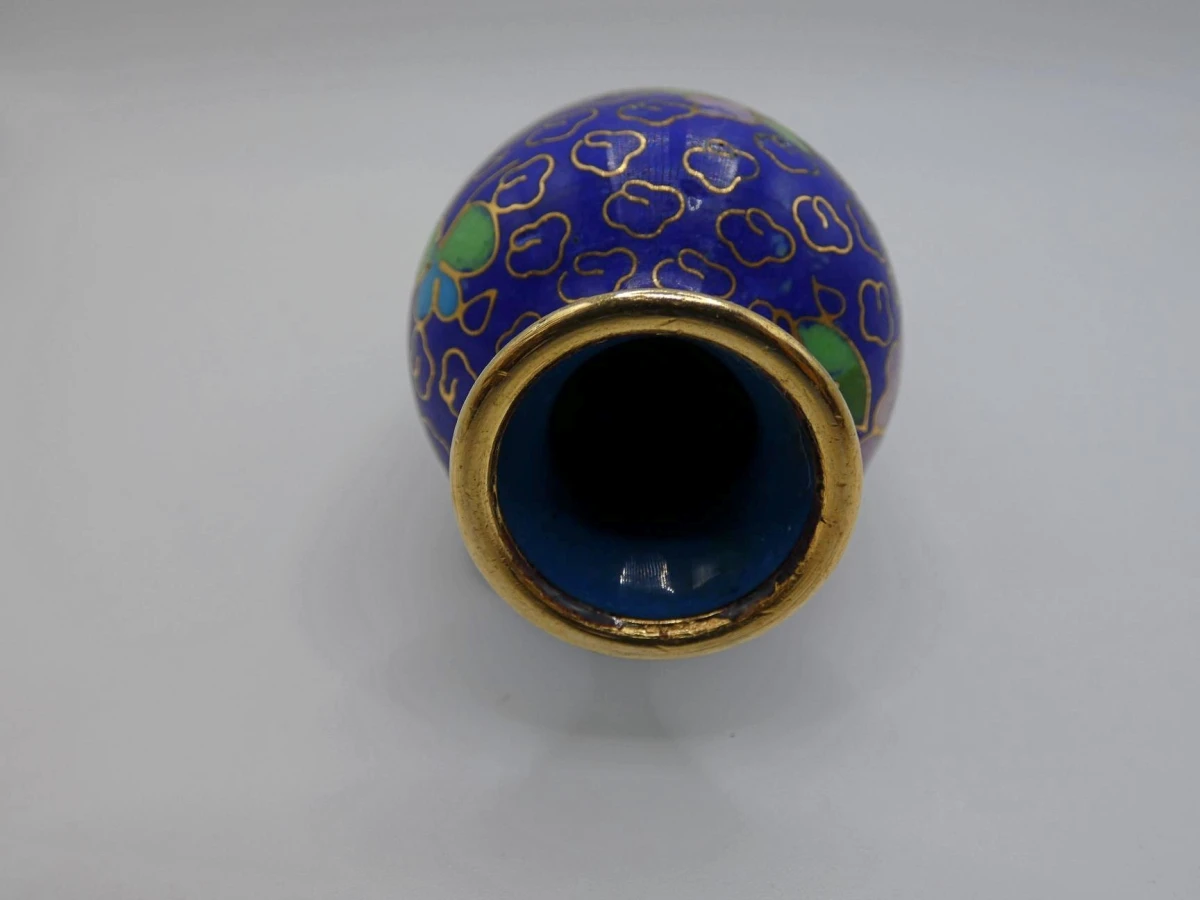 Chinees miniatuur cloisonné vaasje met bloemmotief - foto 4