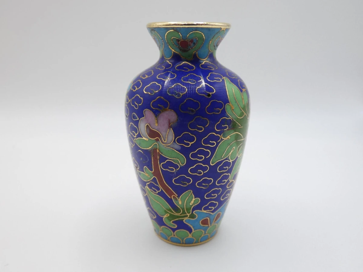 Chinees miniatuur cloisonné vaasje met bloemmotief - foto 3