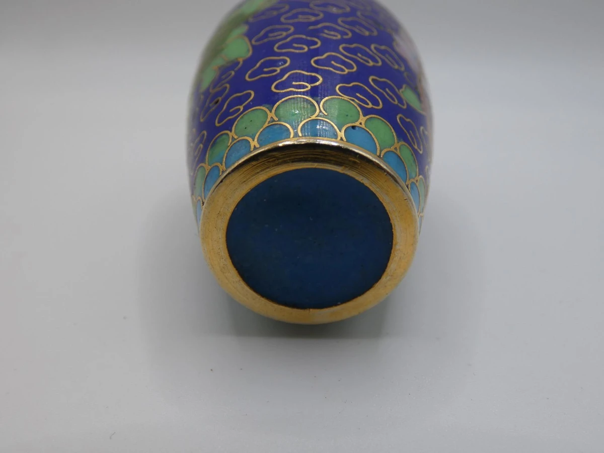 Chinees miniatuur cloisonné vaasje met bloemmotief - foto 5