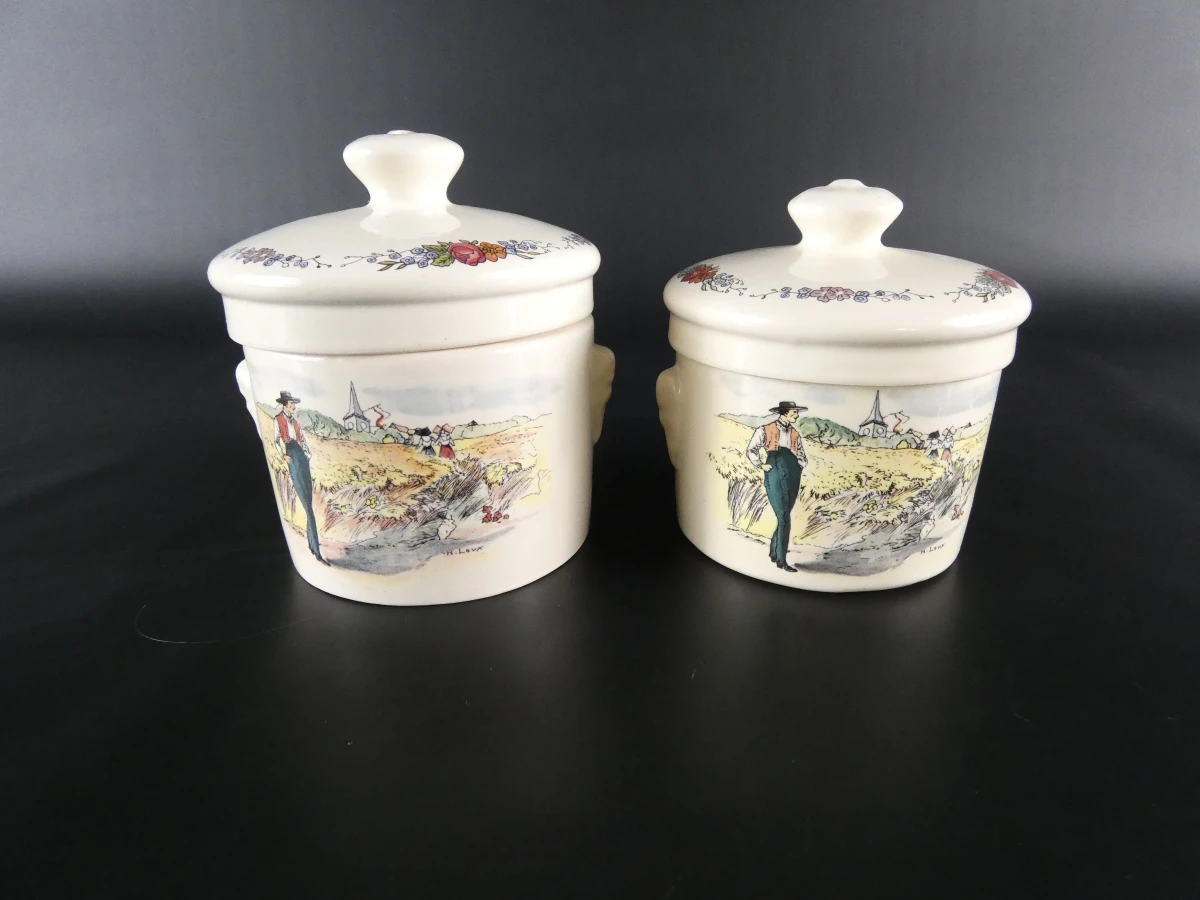 7 Vintage Aardewerken Terrines / Foie Gras Potten – Sarreguemines (Frankrijk) - foto 2