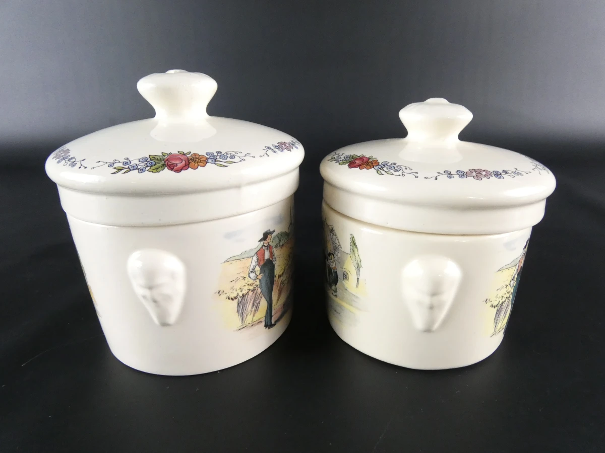 7 Vintage Aardewerken Terrines / Foie Gras Potten – Sarreguemines (Frankrijk) - foto 11