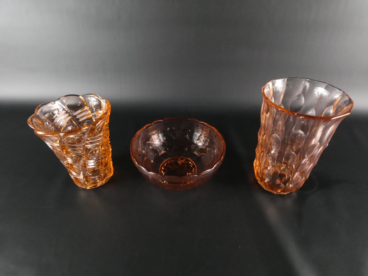 Set van 3 vintage Rosaline persglazen – Art Deco stijl - foto 2