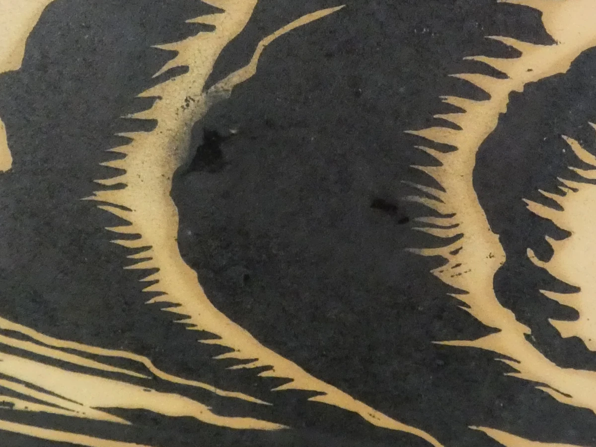 Expressionistische Houtsnede „Zwoegende Visser/Arbeider met Sloep” – Gesigneerd Vanhoy - foto 7