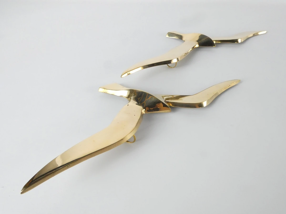Set van 5 vintage messing wandvogels - foto 6