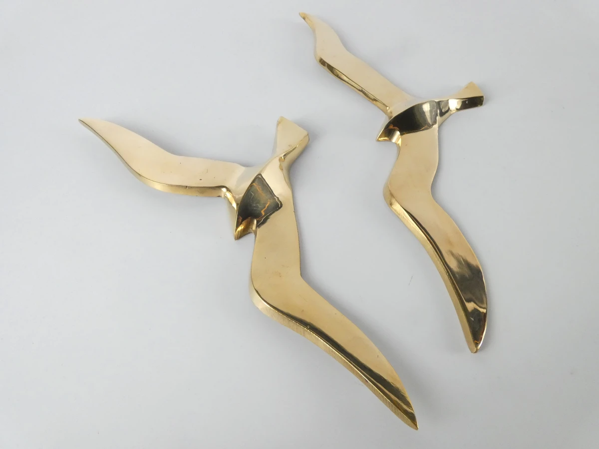 Set van 5 vintage messing wandvogels - foto 7