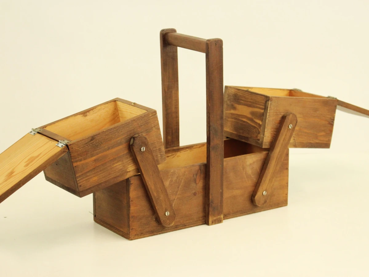Vintage set van 2 houten naaidozen - foto 5