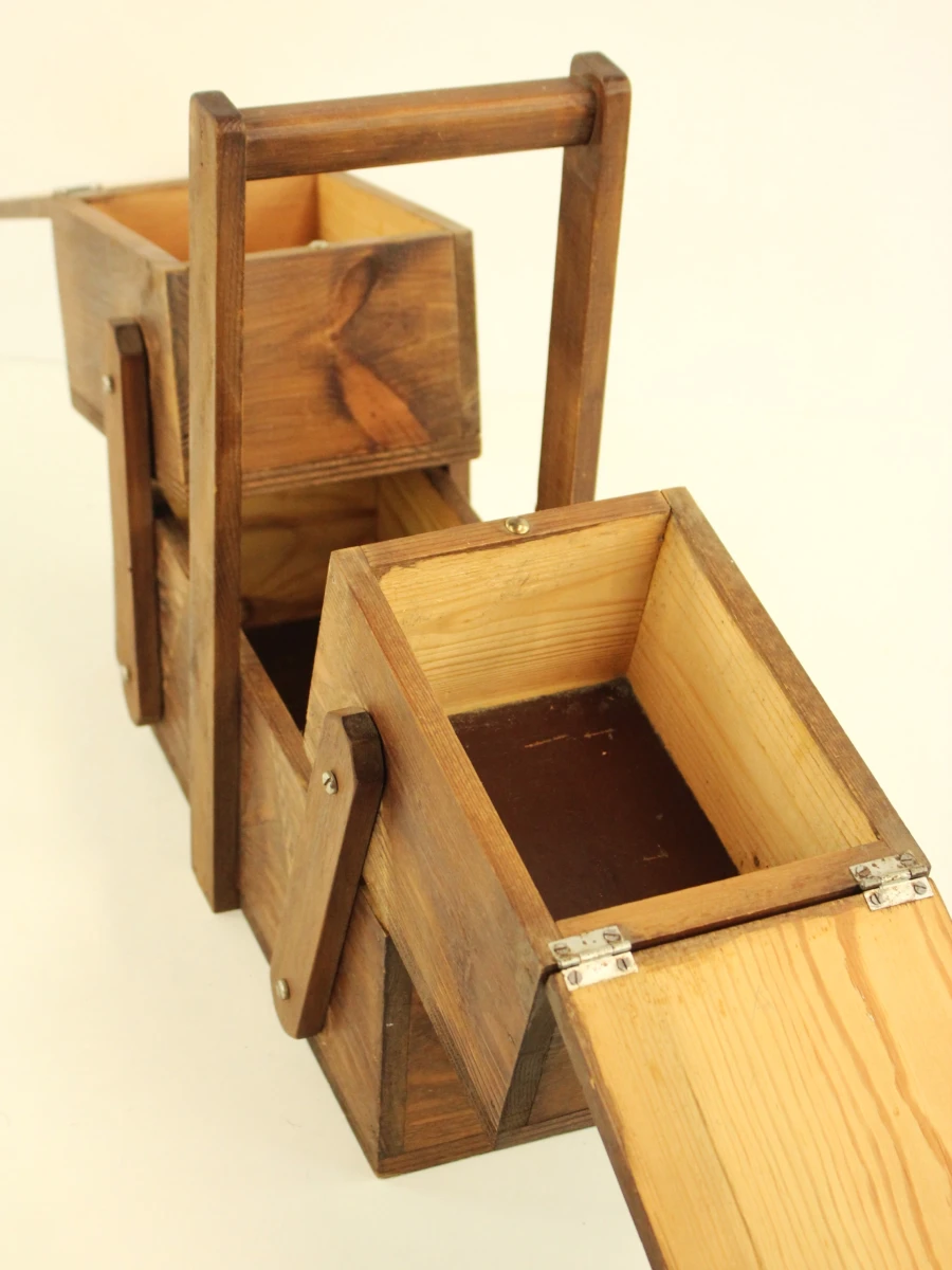 Vintage set van 2 houten naaidozen - foto 6