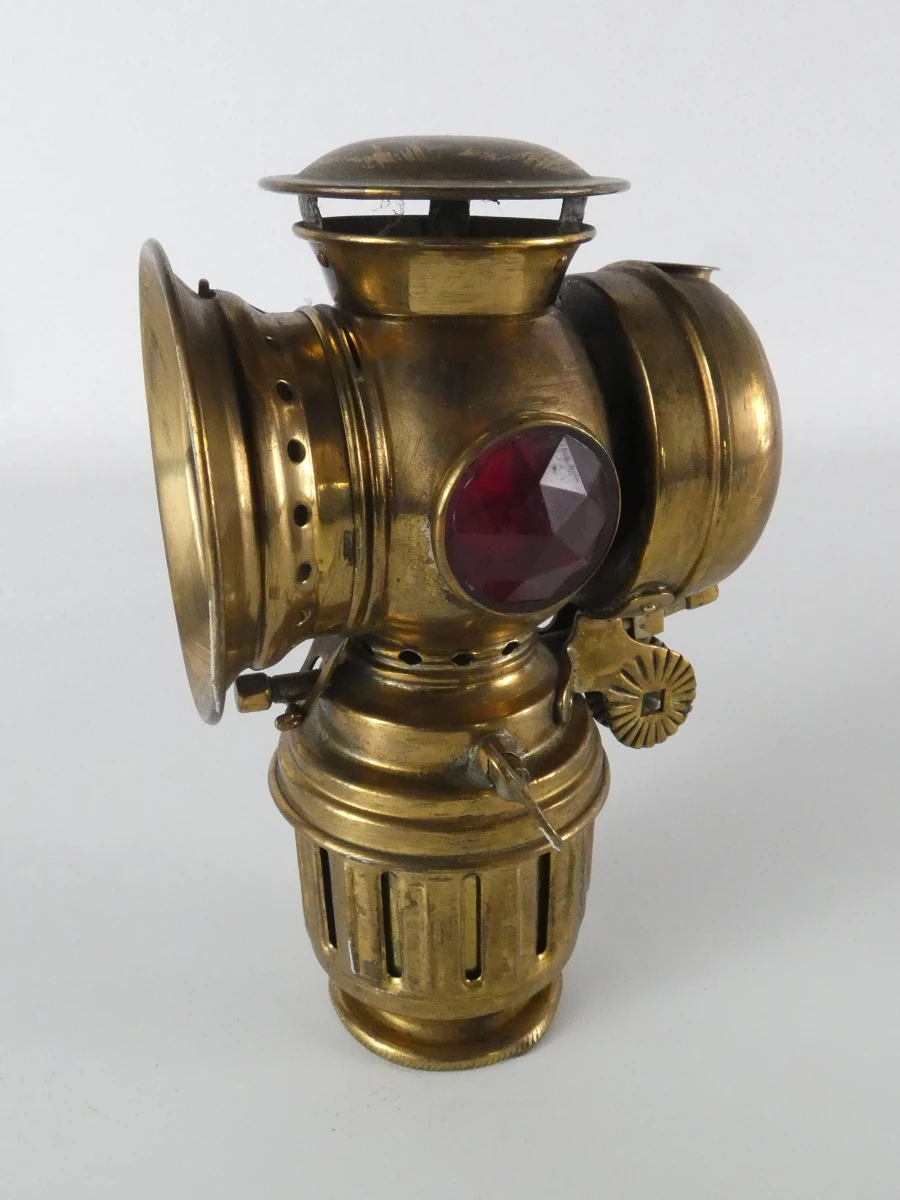 Set van 3 Vintage Lantaarns: 2x Meva 865 Stormlamp & 1x Messing Seinlamp / Carbidlamp - foto 12