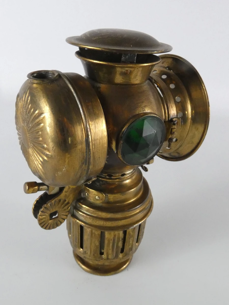Set van 3 Vintage Lantaarns: 2x Meva 865 Stormlamp & 1x Messing Seinlamp / Carbidlamp - foto 13
