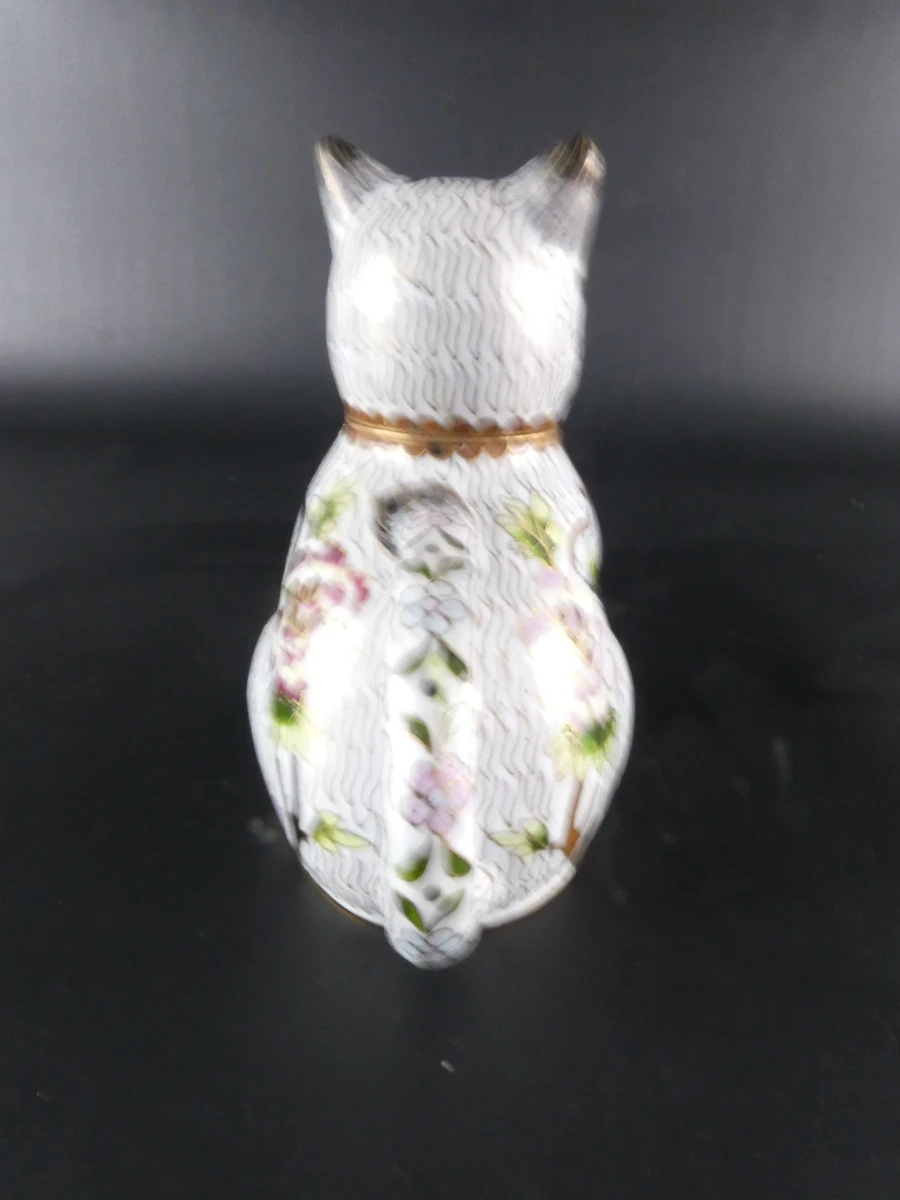 Chinese Cloisonné Theepot – Zittende Kat met bloemenmotief - foto 2