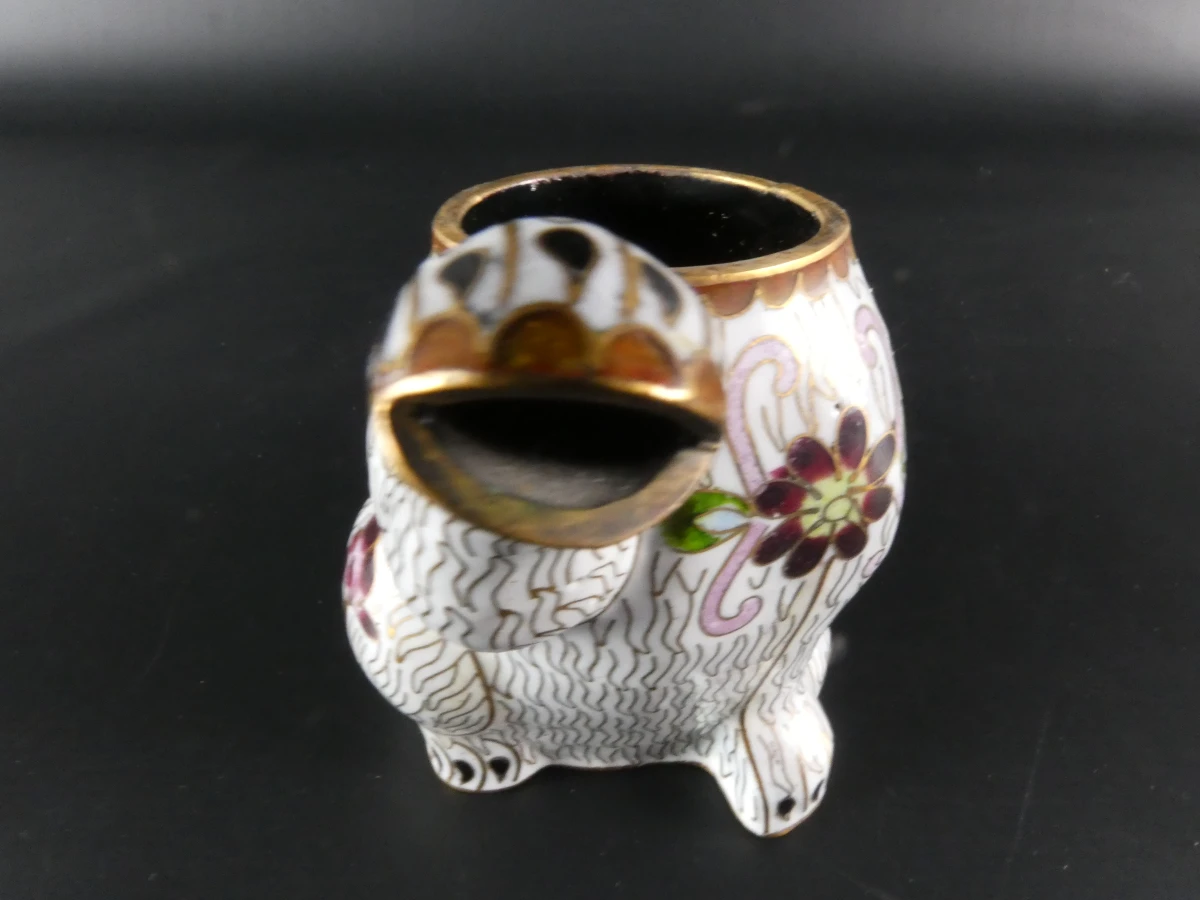 Chinese Cloisonné Theepot – Zittende Kat met bloemenmotief - foto 12