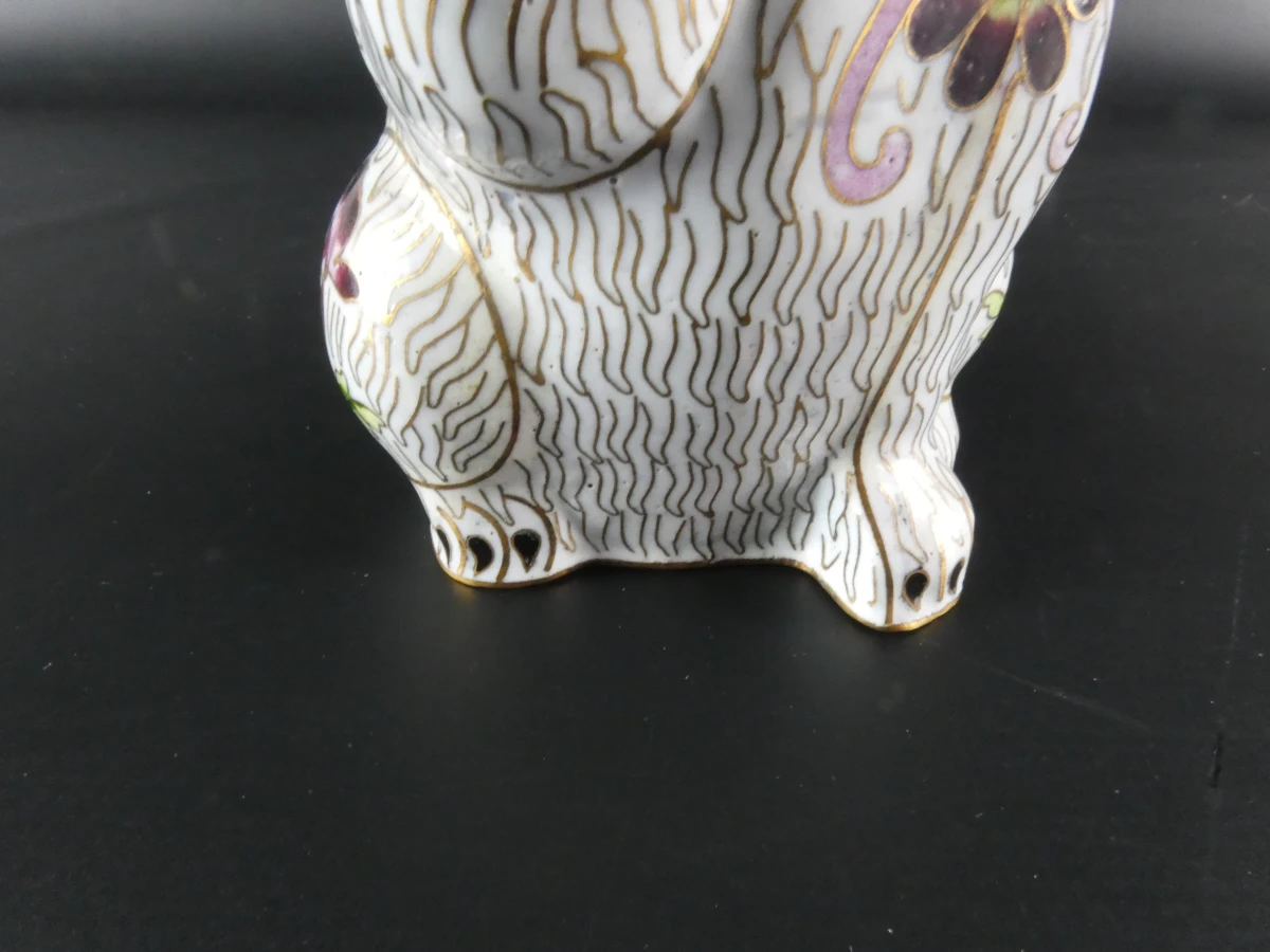 Chinese Cloisonné Theepot – Zittende Kat met bloemenmotief - foto 13