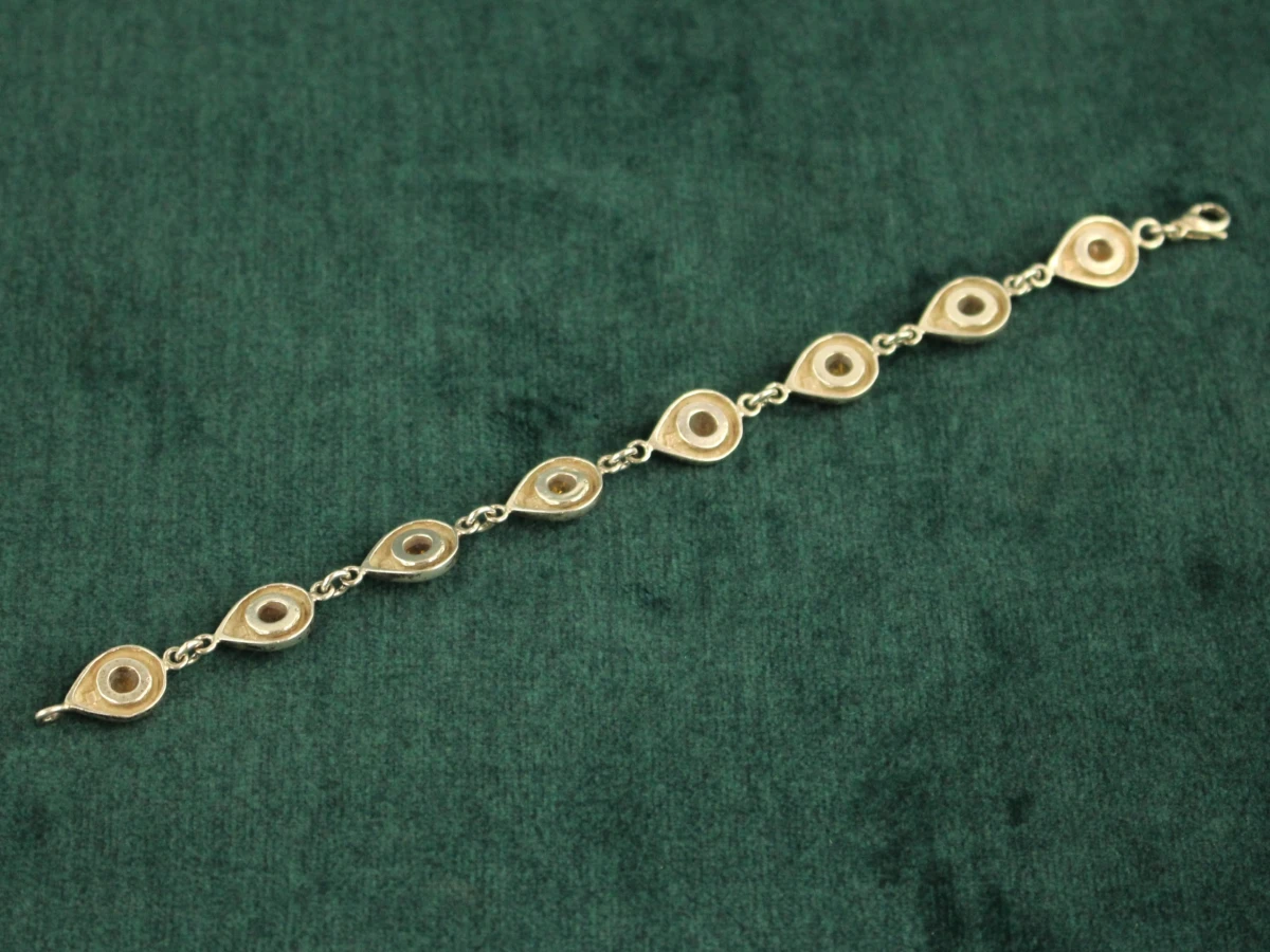 Sterling zilveren armband met amber cabochons - foto 4