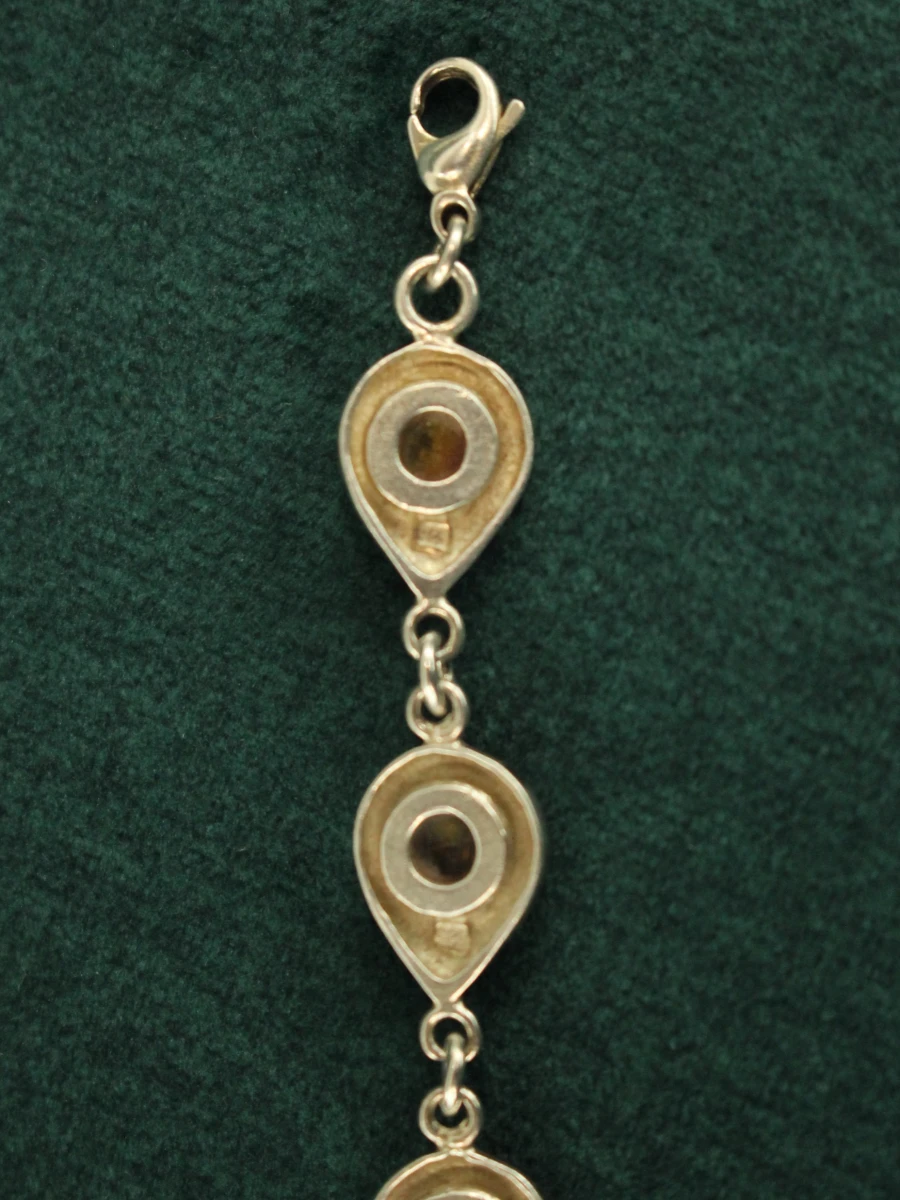 Sterling zilveren armband met amber cabochons - foto 5