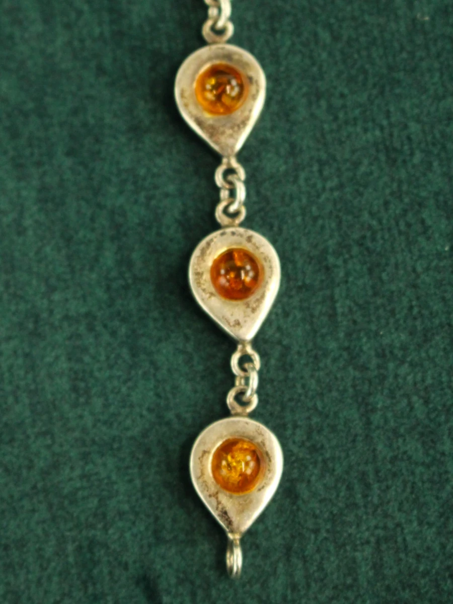 Sterling zilveren armband met amber cabochons - foto 7