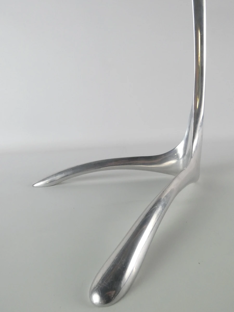 Postmoderne design-bijzettafel met glazen blad en aluminium - foto 4