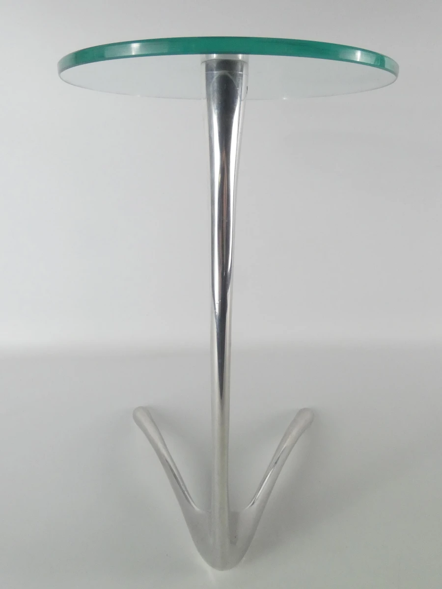 Postmoderne design-bijzettafel met glazen blad en aluminium - foto 5