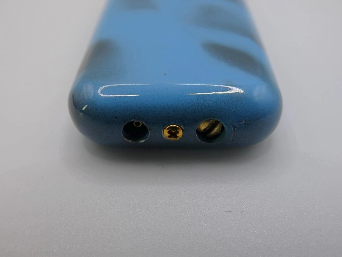 Vintage gasaansteker in blauw gemarmerde uitvoering met hoesje - foto 3