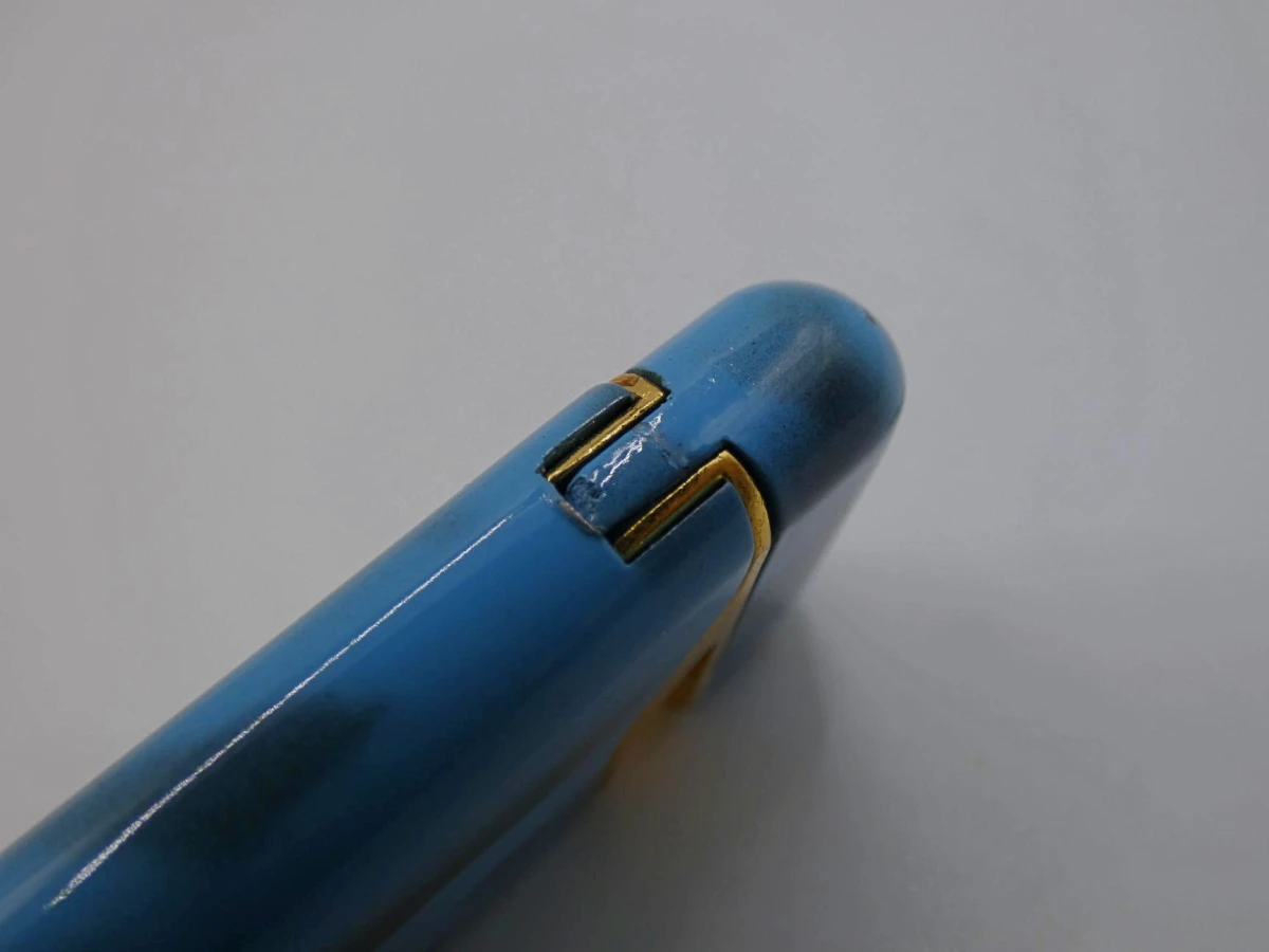Vintage gasaansteker in blauw gemarmerde uitvoering met hoesje - foto 6