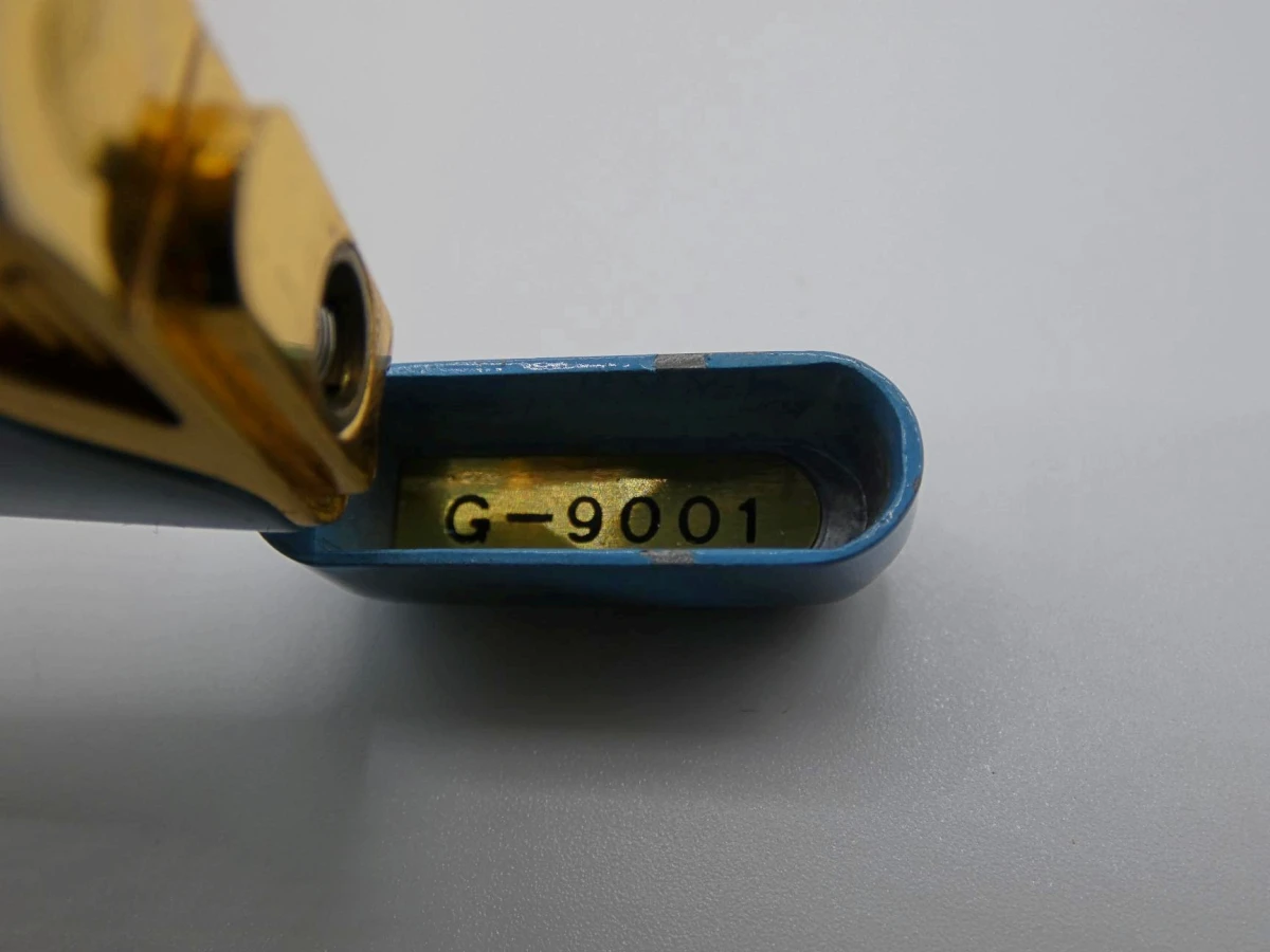 Vintage gasaansteker in blauw gemarmerde uitvoering met hoesje - foto 5