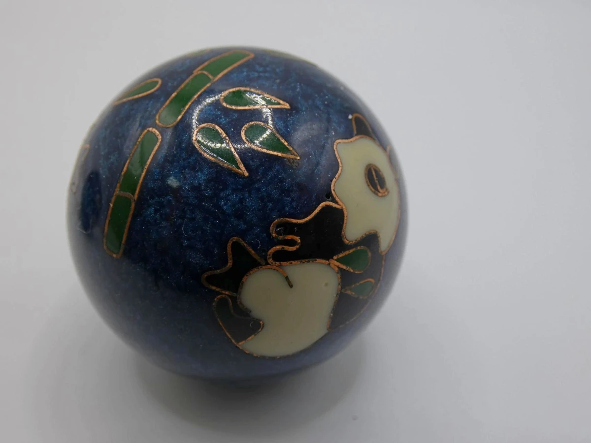 Set van twee Chinese cloisonné Baoding gezondheidskogels - foto 3