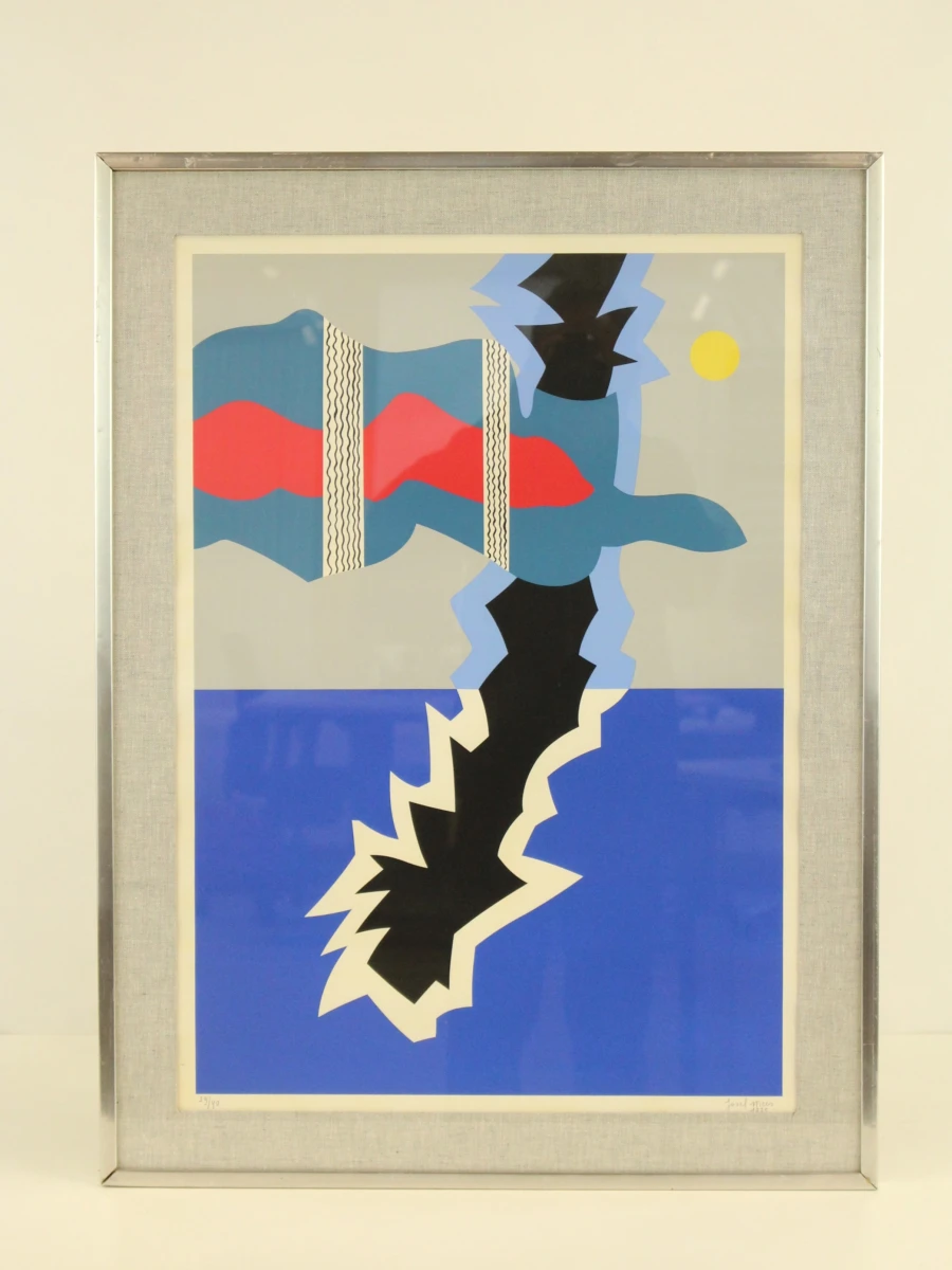 Jozef Mees (1898–1987) – Abstracte compositie – litho 1975 - foto 2