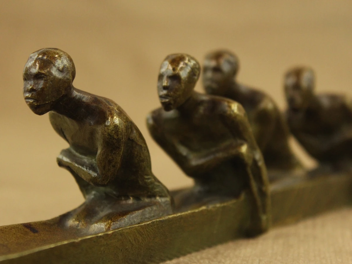 André Vincent Becquerel (1893–1981) – Les Piroguiers – Bronzen sculptuur, ca. 1930 - foto 10