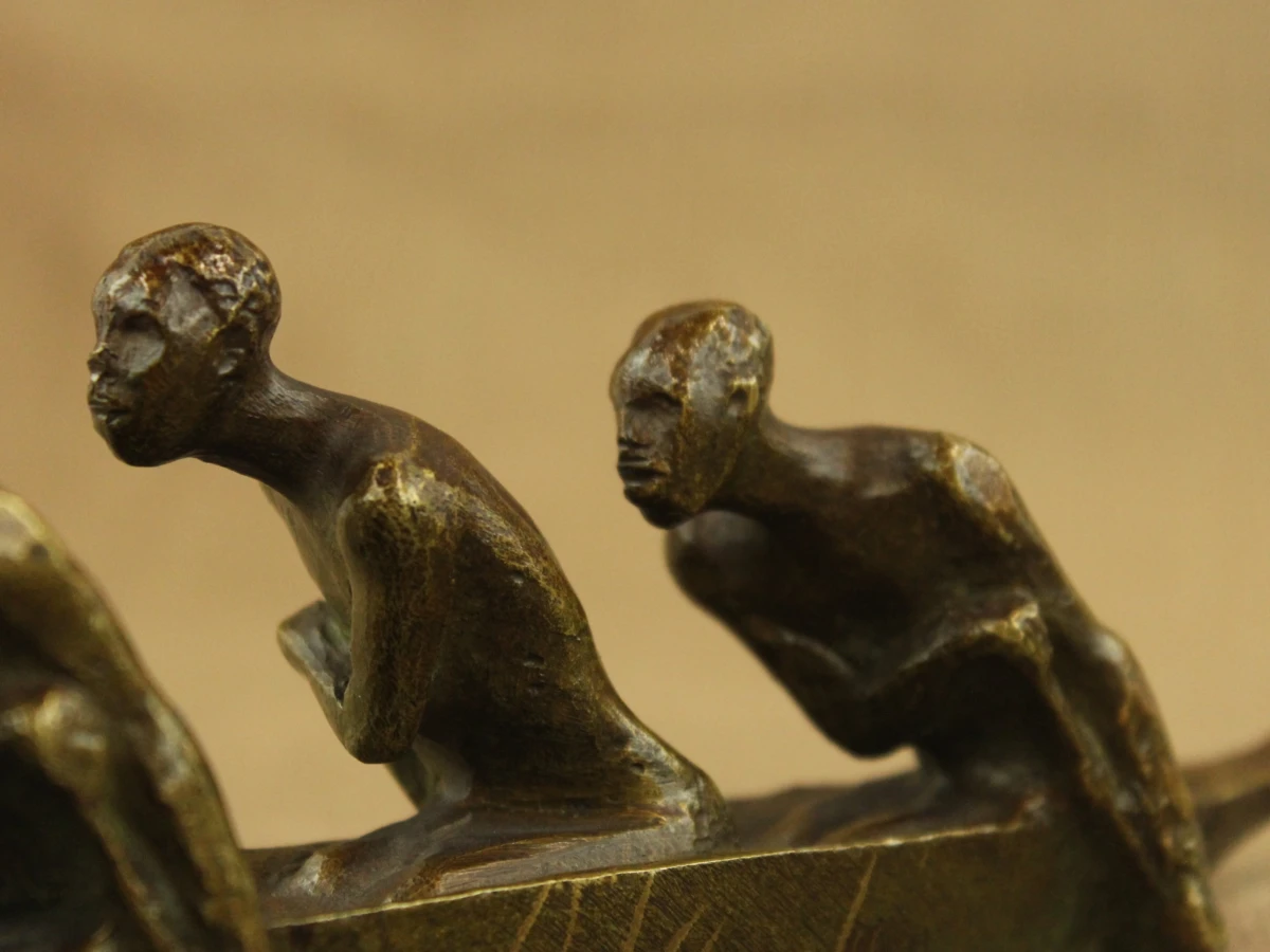 André Vincent Becquerel (1893–1981) – Les Piroguiers – Bronzen sculptuur, ca. 1930 - foto 11