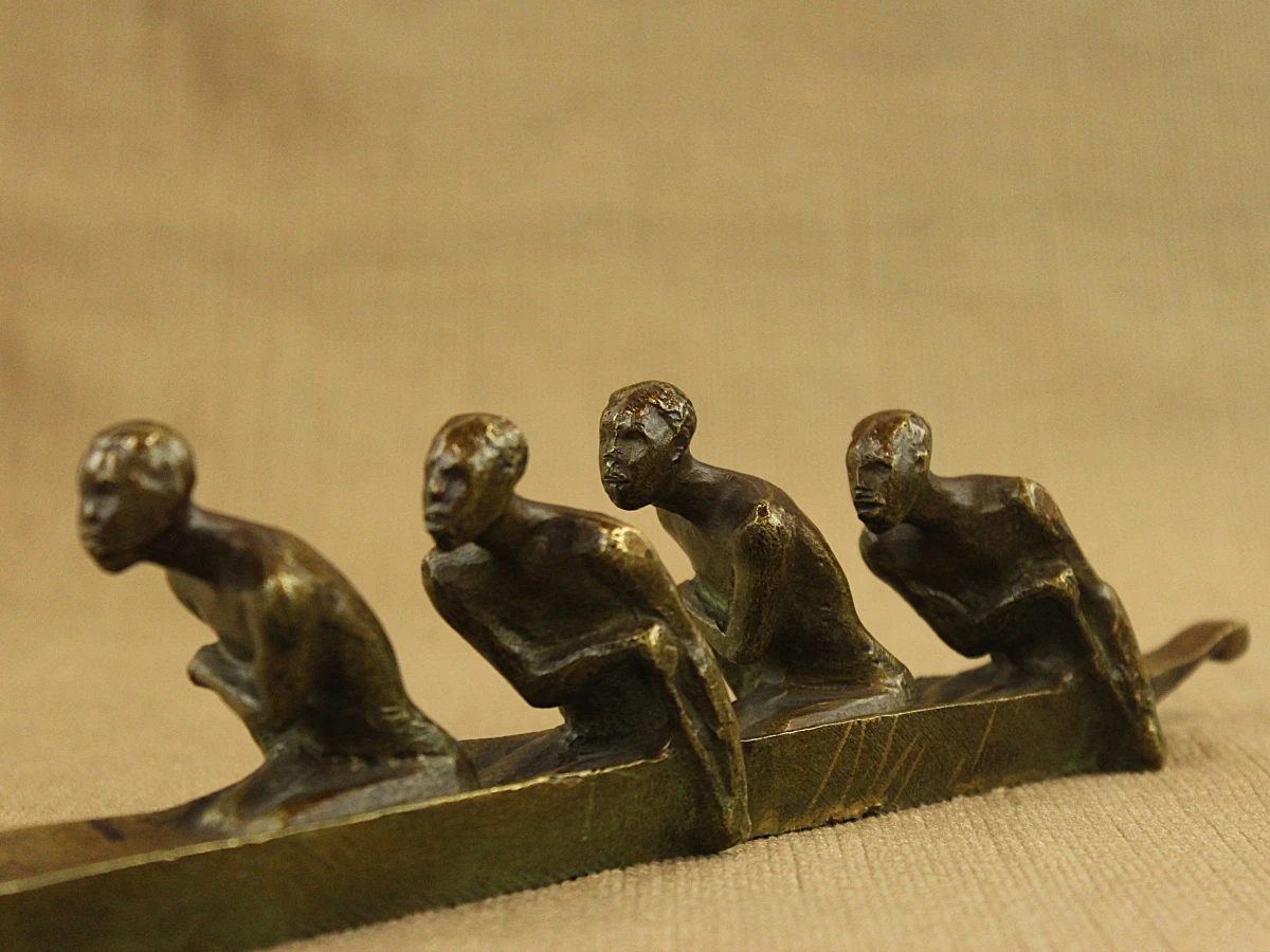André Vincent Becquerel (1893–1981) – Les Piroguiers – Bronzen sculptuur, ca. 1930 - foto 13