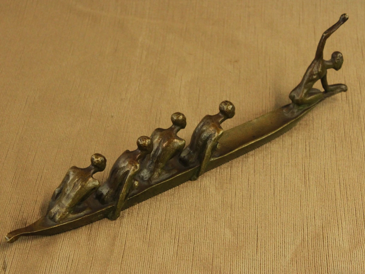 André Vincent Becquerel (1893–1981) – Les Piroguiers – Bronzen sculptuur, ca. 1930 - foto 18