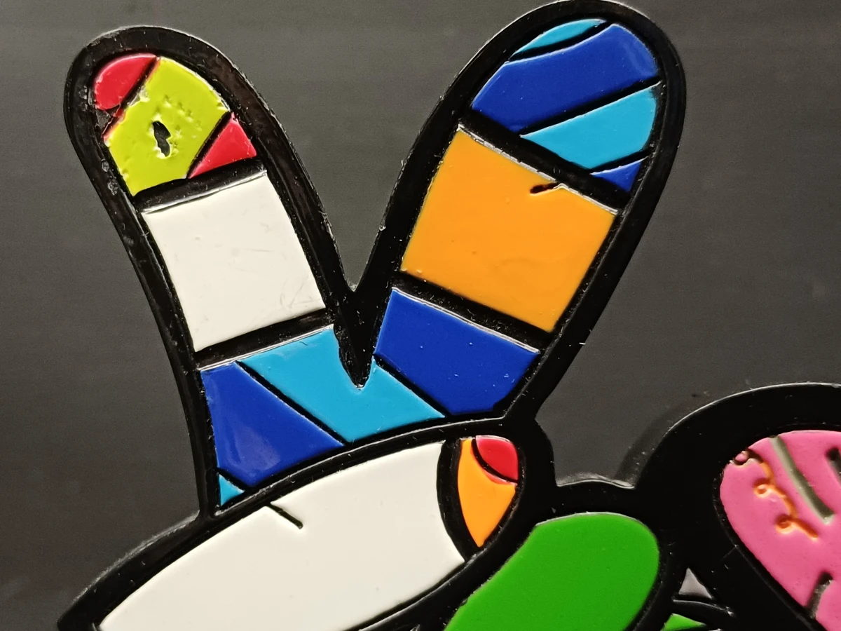Zeldzaam Disney by Britto Beeld:  "Peace, Love & Mickey" Plaque - foto 6