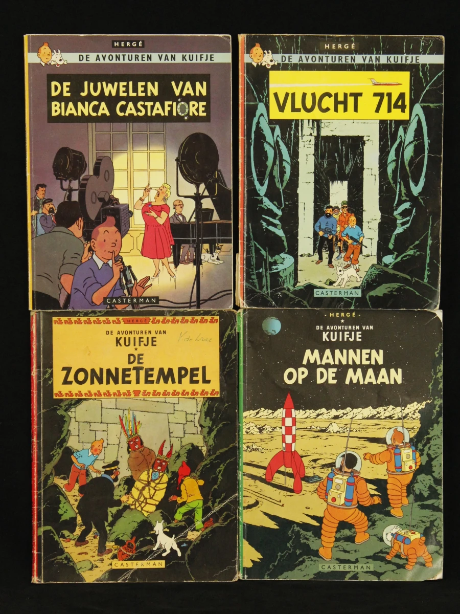 Kuifje lot met 7 stripboeken glazen uit de film en modelauto's - foto 2