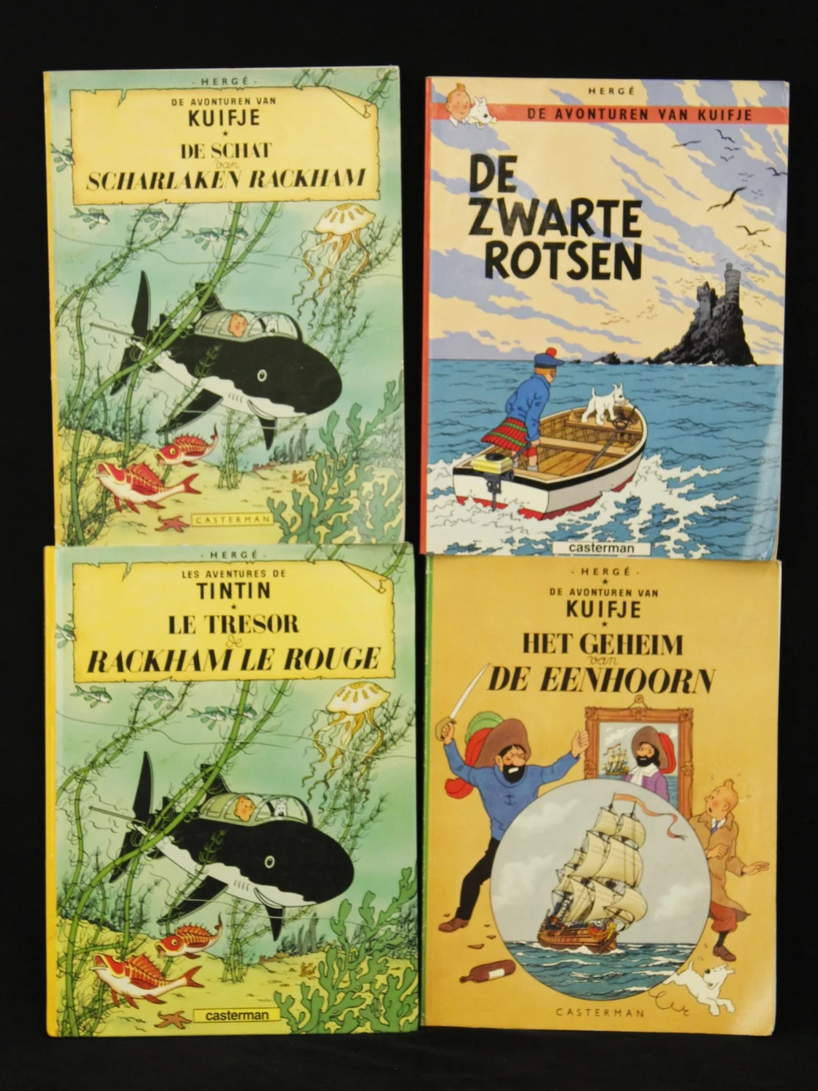 Kuifje lot met 7 stripboeken glazen uit de film en modelauto's - foto 3