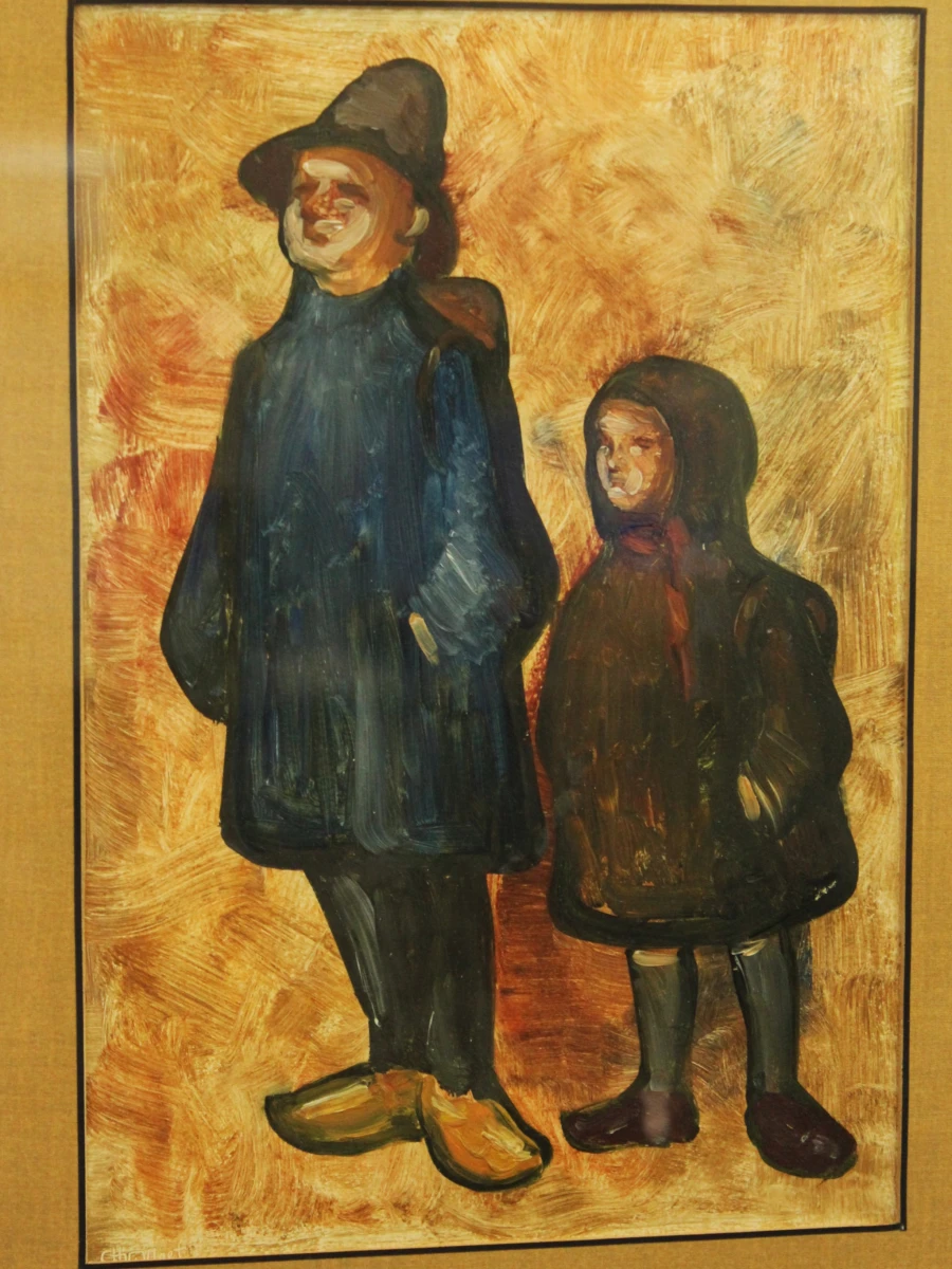 Charles Van de Vloet (1914–2000) – Twee figuren – Olieverfschilderij - foto 4