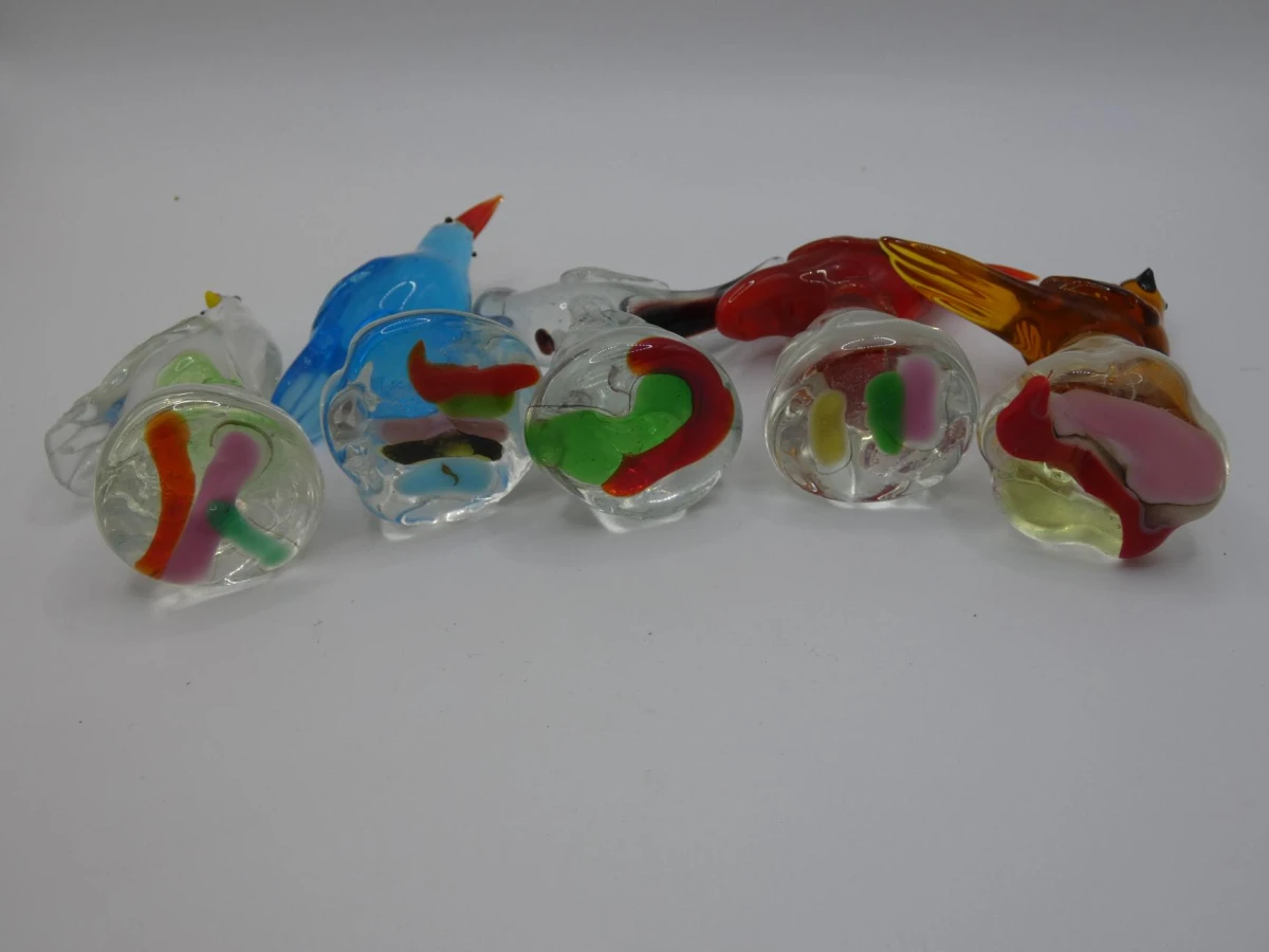 Set van 5 vintage Murano-stijl glazen vogelbeeldjes - foto 5