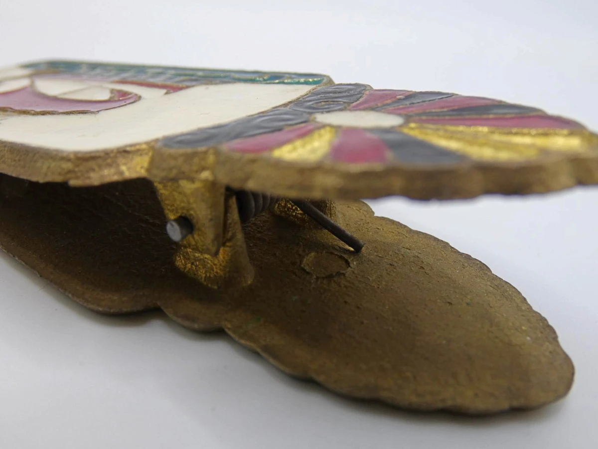 Vintage messing briefklem met cloisonné-emaille - foto 7