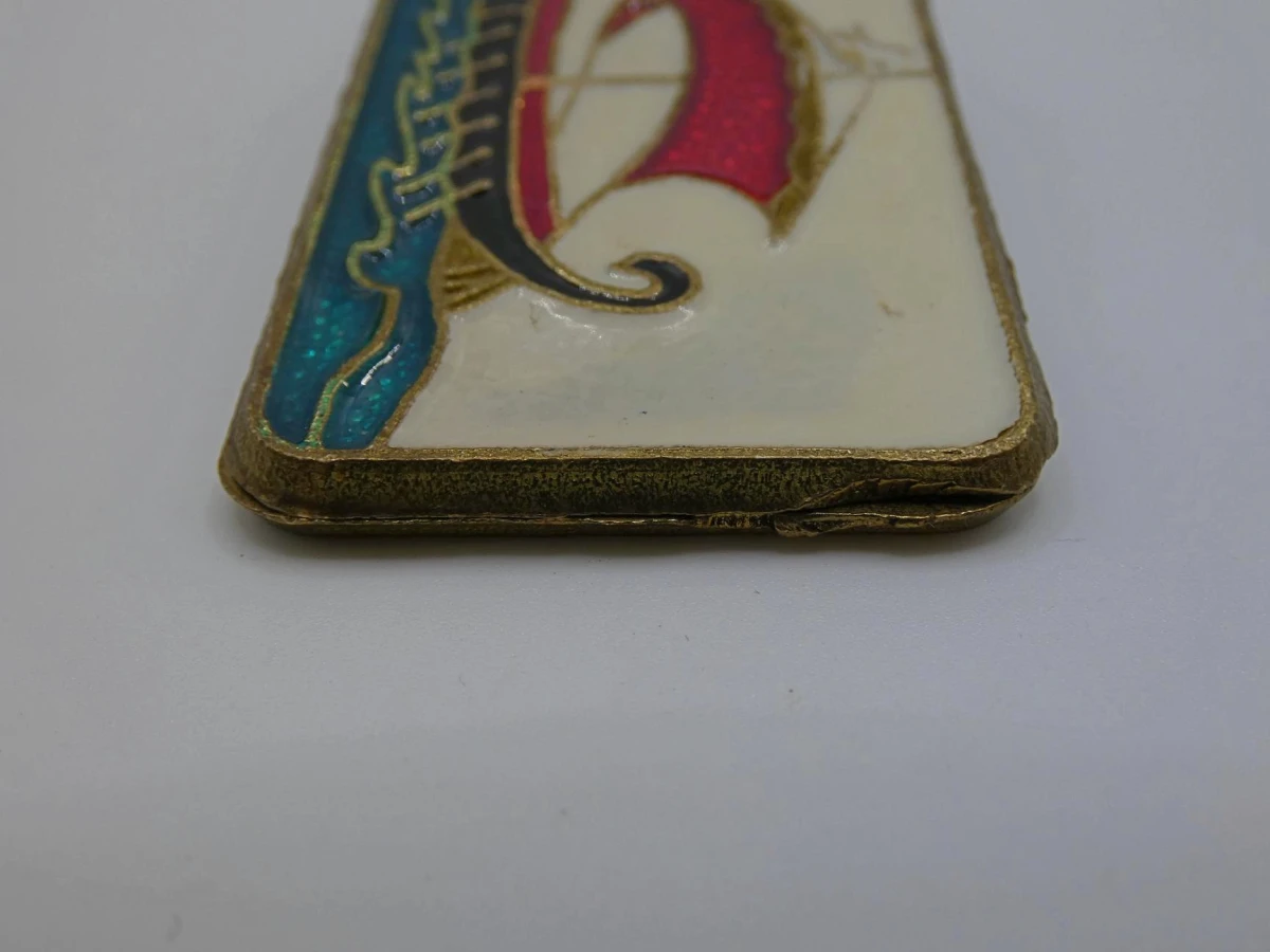 Vintage messing briefklem met cloisonné-emaille - foto 4