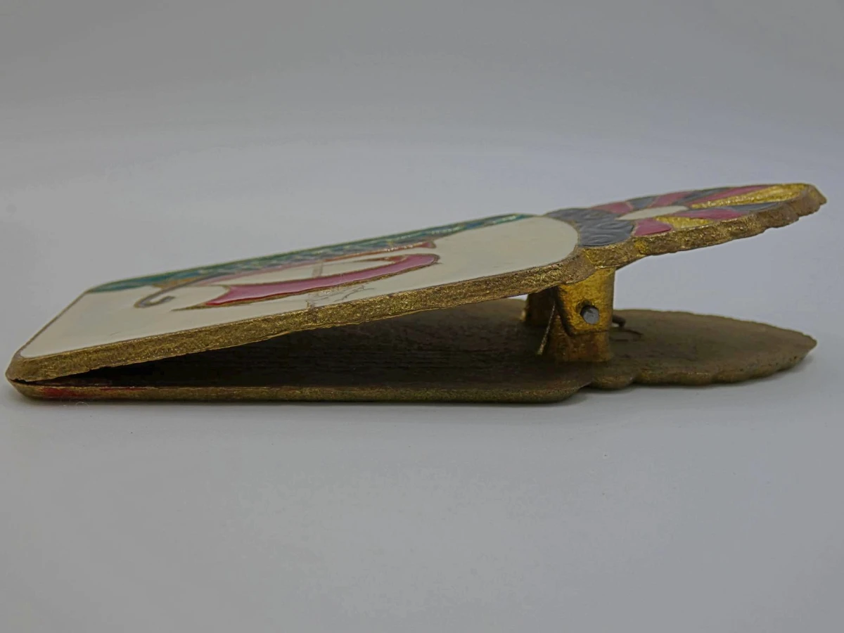 Vintage messing briefklem met cloisonné-emaille - foto 5