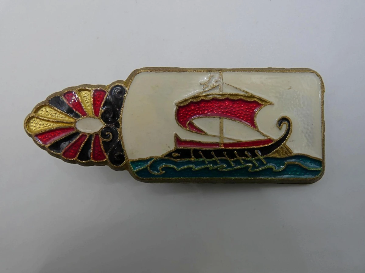 Vintage messing briefklem met cloisonné-emaille - foto 2